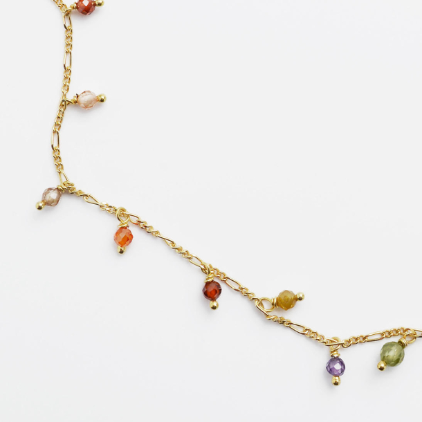 Forgyldt multicolor halskde 